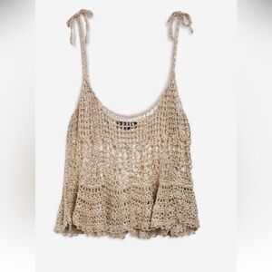Topshop PETITE Metallic Crochet Swing Top Sz 8-10